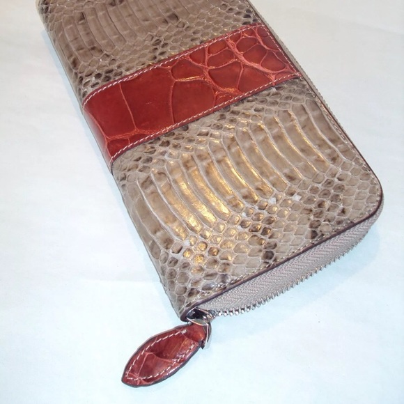 Jranter New Purse Wallet Zip Snakeskin Rust Croc - Picture 5 of 7